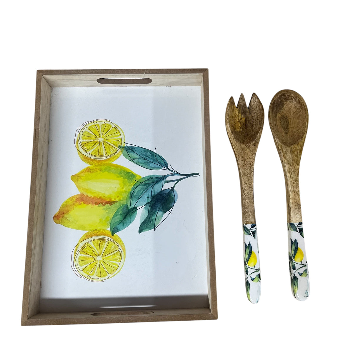 Lemon Delight Wooden Serving Trays & matching Serving spoons