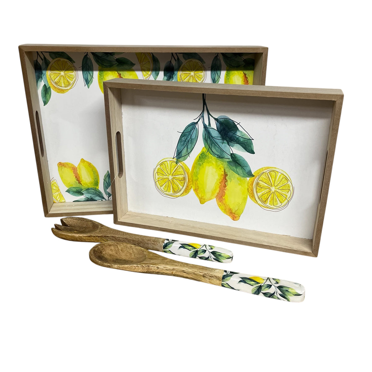 Lemon Delight Wooden Serving Trays & matching Serving spoons