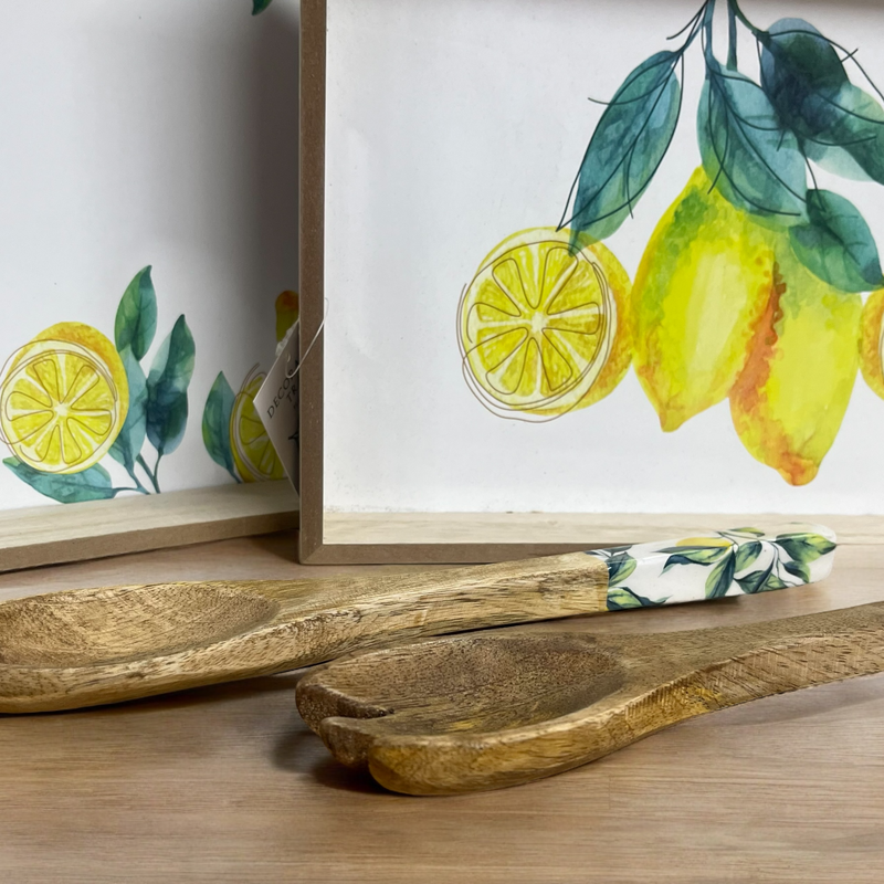 Lemon Delight Wooden Serving Trays & matching Serving spoons