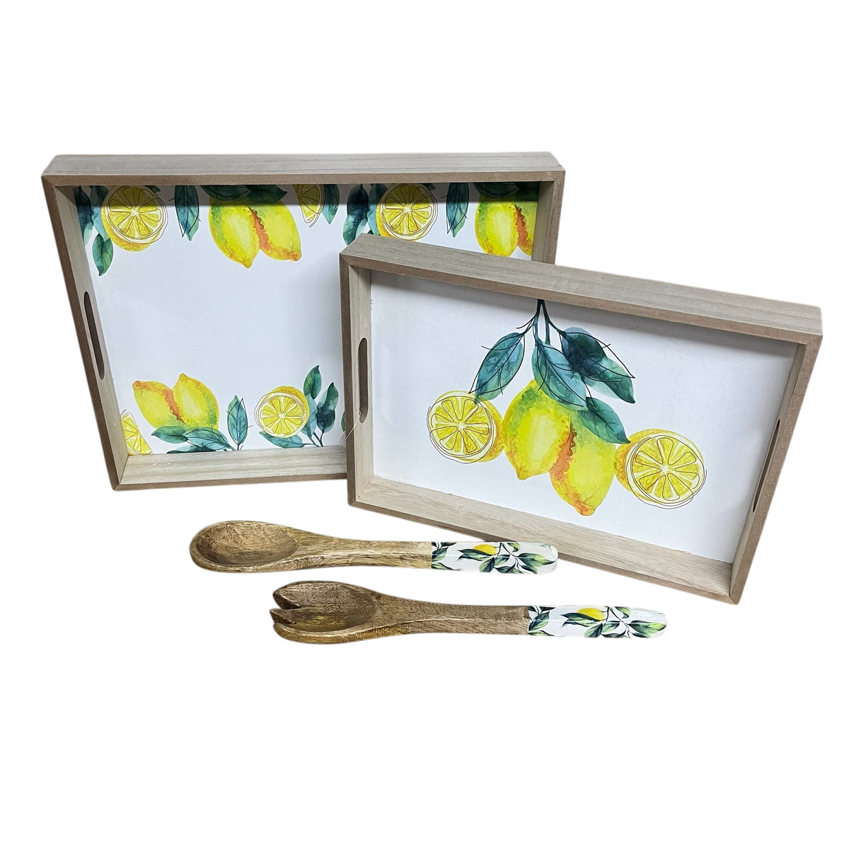 Lemon Delight Wooden Serving Trays & matching Serving spoons