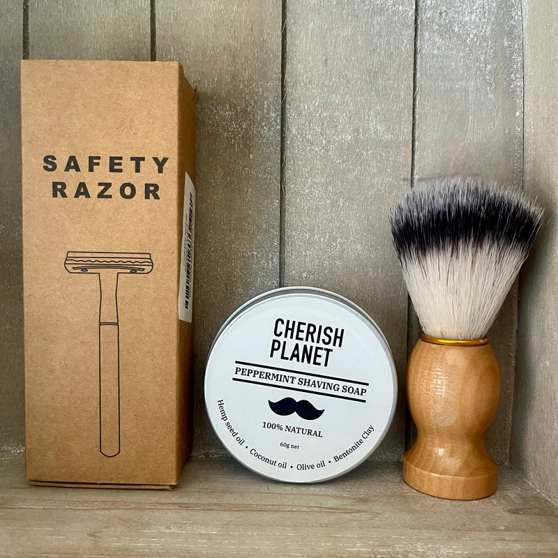 Men's Shaving Kit with Safety Razor, Shaving Soap, and Shaving Brush - Complete Grooming Set for a Close and Smooth Shave