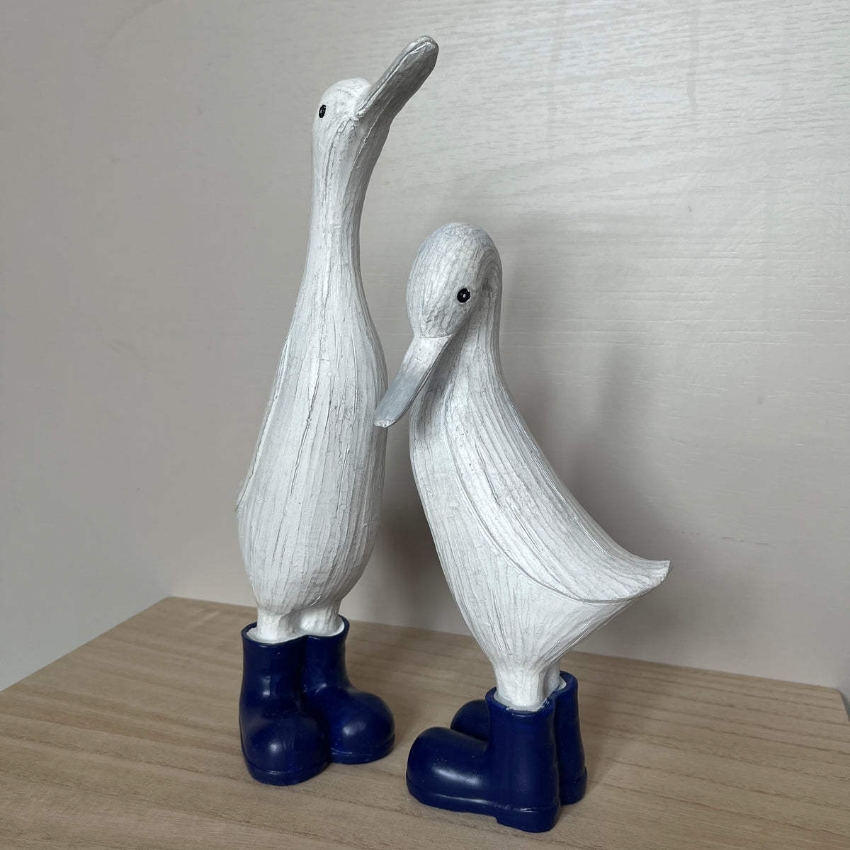 Two White Ducks in Navy Blue Wellies Ornament