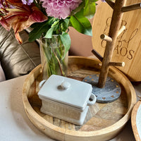 Grey with White Hearts Butter Dish and Lid