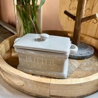 Grey with White Hearts Butter Dish and Lid