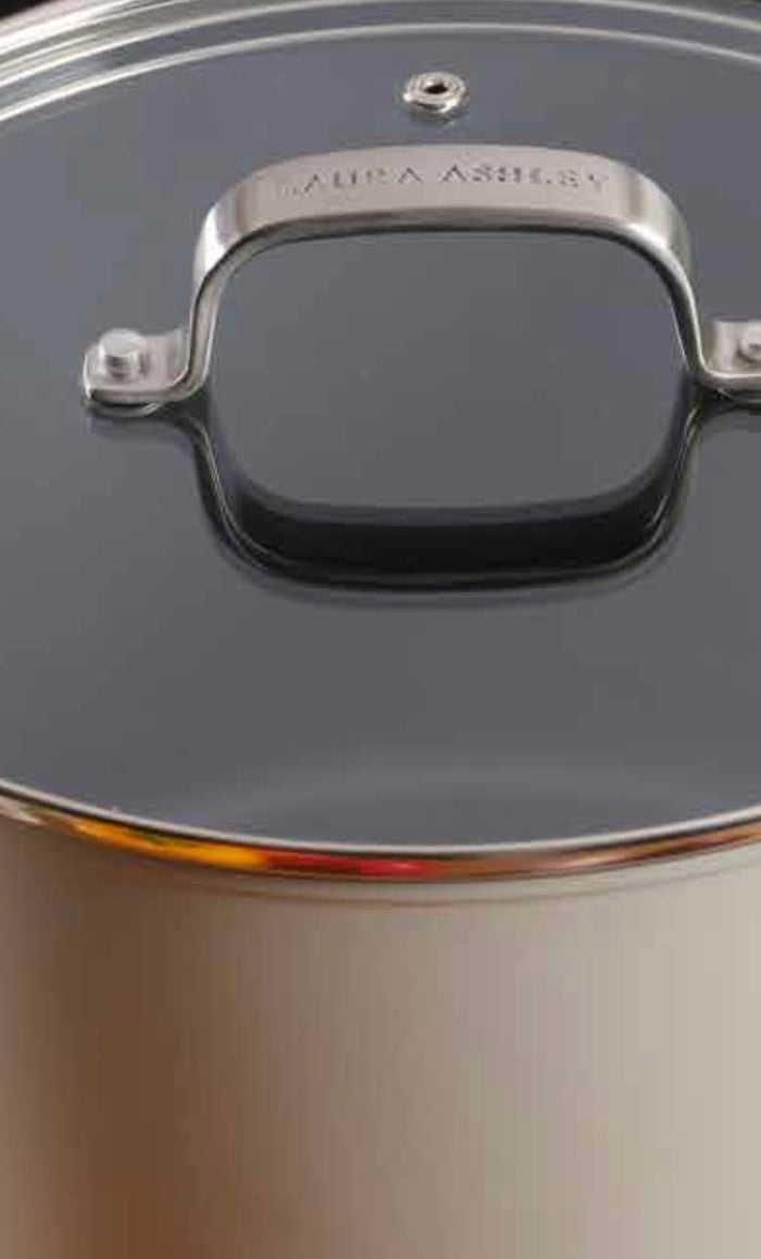 3-Piece Laura Ashley Cookware Set of Cooking Pans Dark Dove Grey