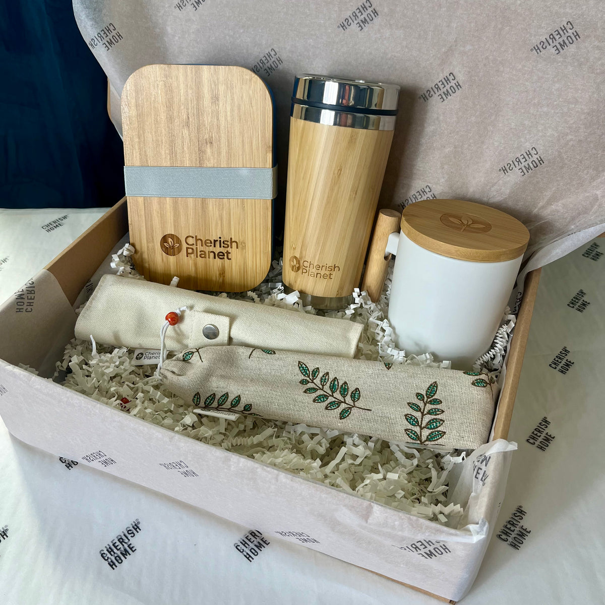 Sustainable Lunch Box, Reusable Ceramic Mug & Bamboo Cutlery, Perfect for Work, School, Travel