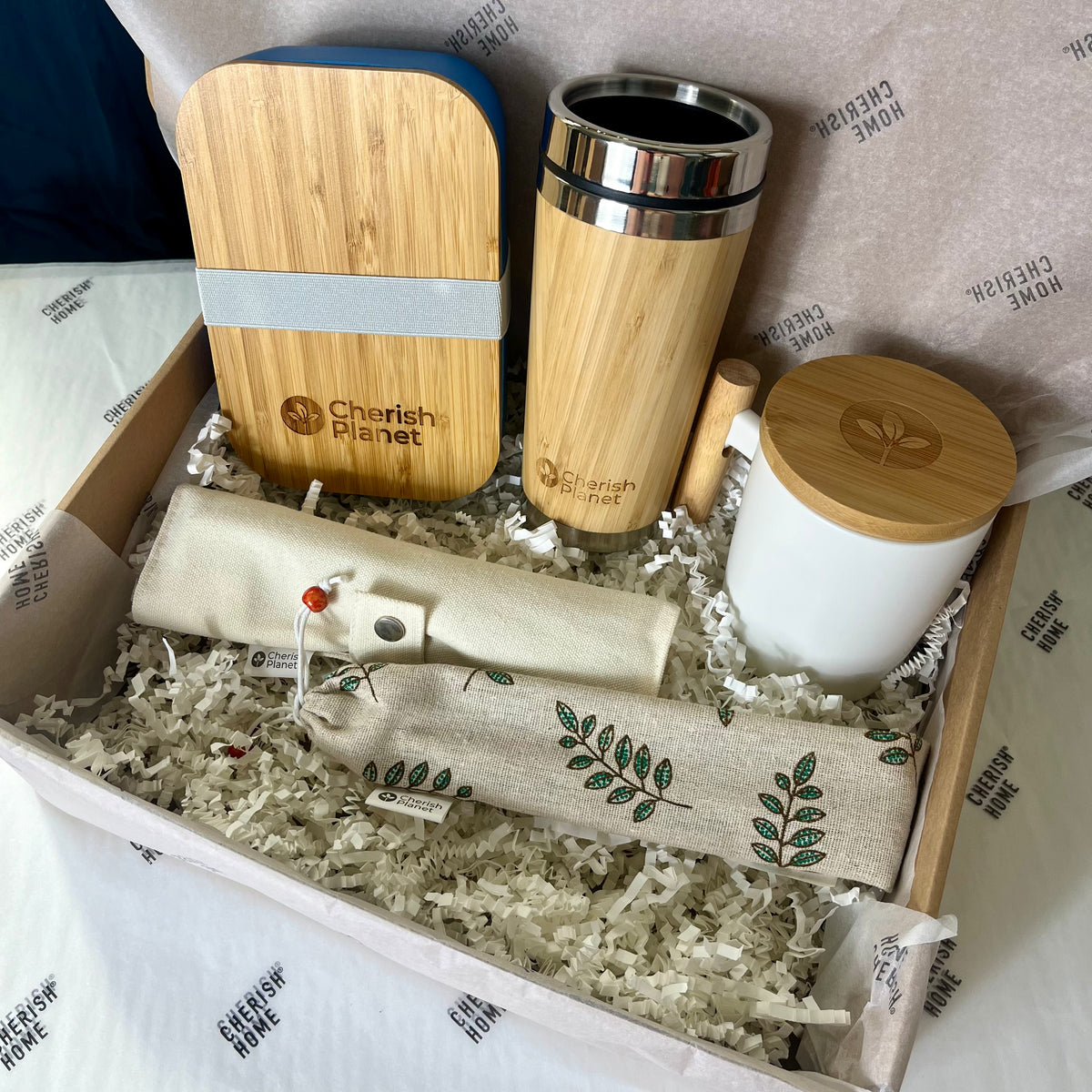 Sustainable Lunch Box, Reusable Ceramic Mug & Bamboo Cutlery, Perfect for Work, School, Travel