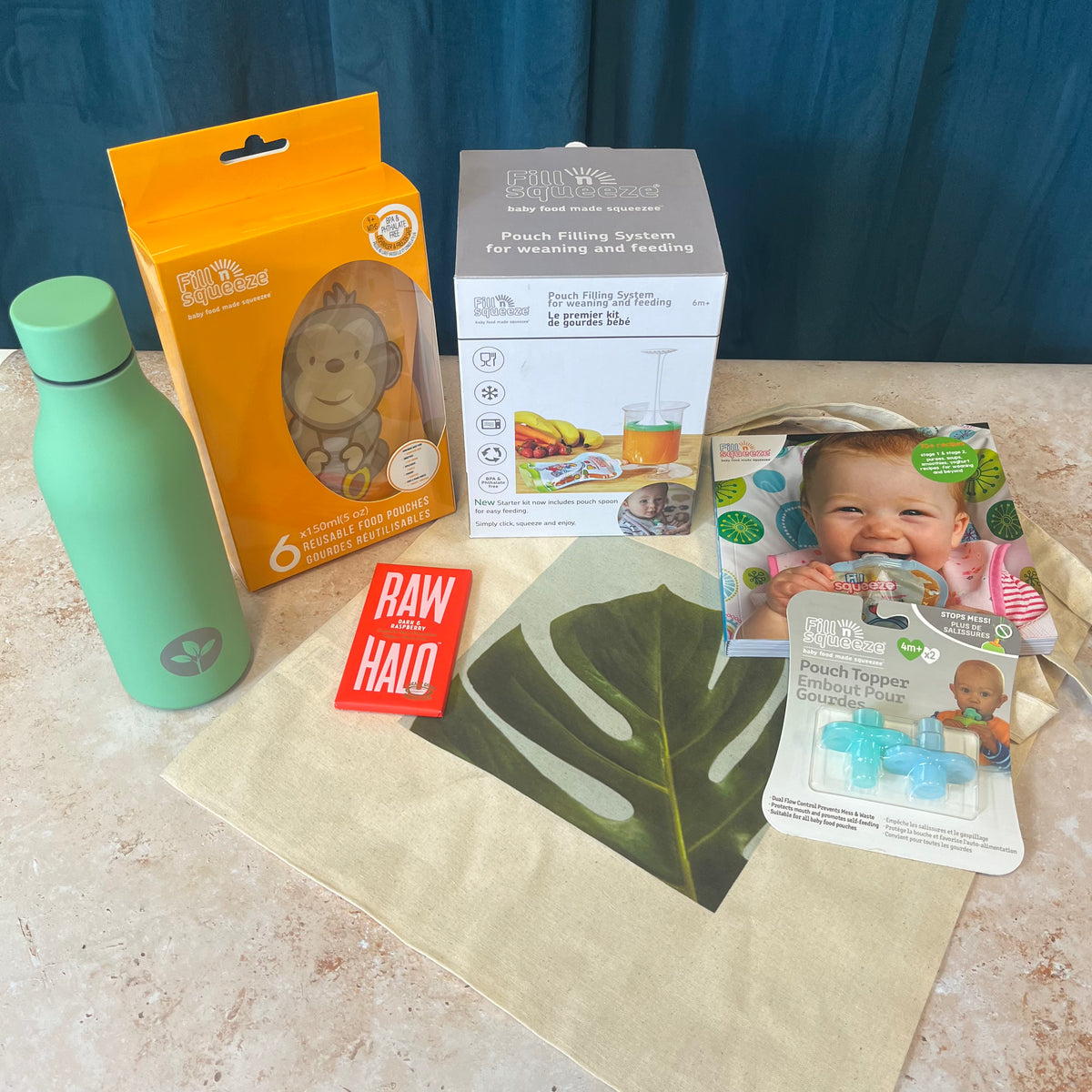 New Baby Gift Set & Weaning Essentials Bundle - Fill n Squeeze Food Pouch Maker, Recipe Book, Silicone Toppers & Parent Gifts