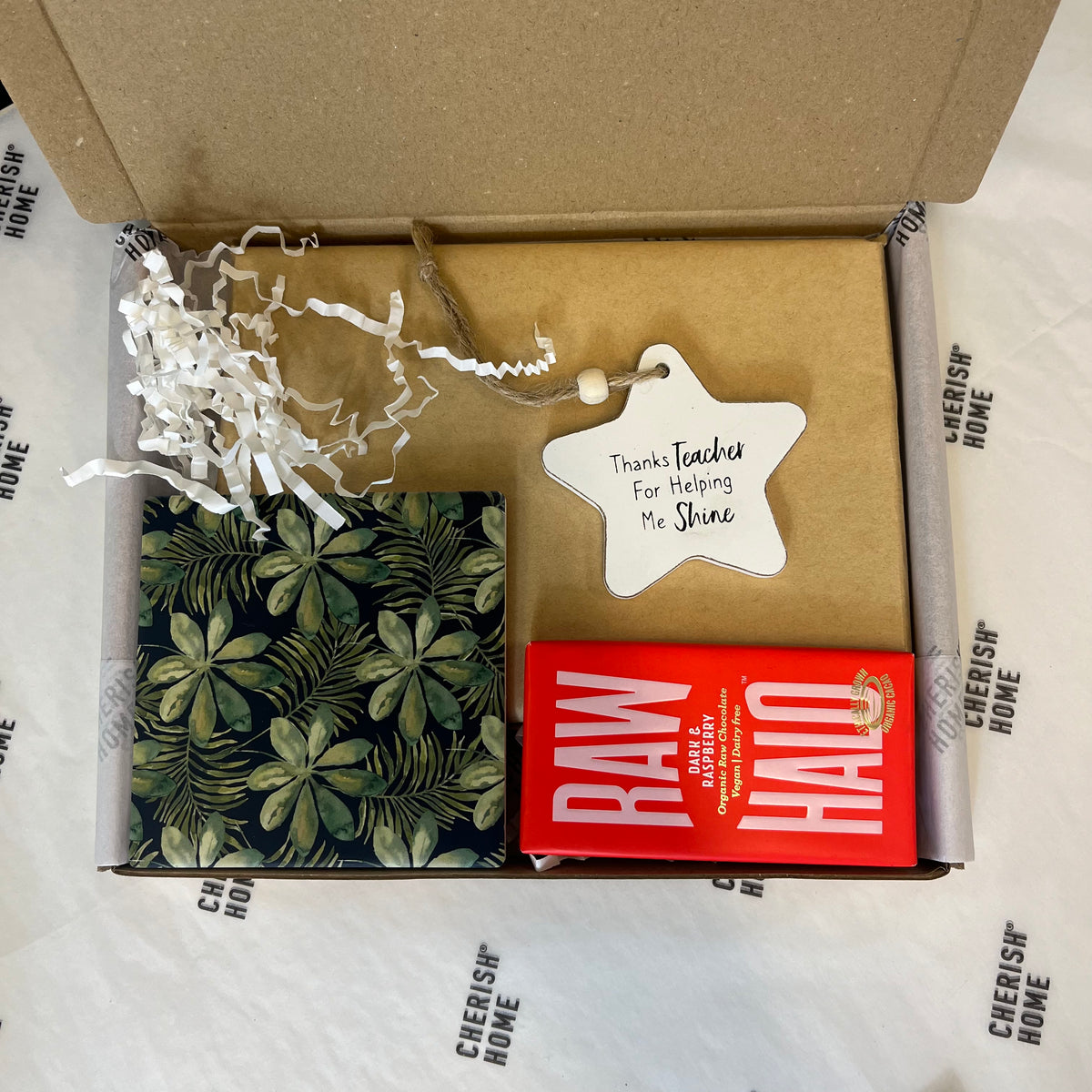 Teacher Appreciation Gift Box - Thoughtful Letterbox Gift with Vegan Leather Notepad, Coaster & Chocolate