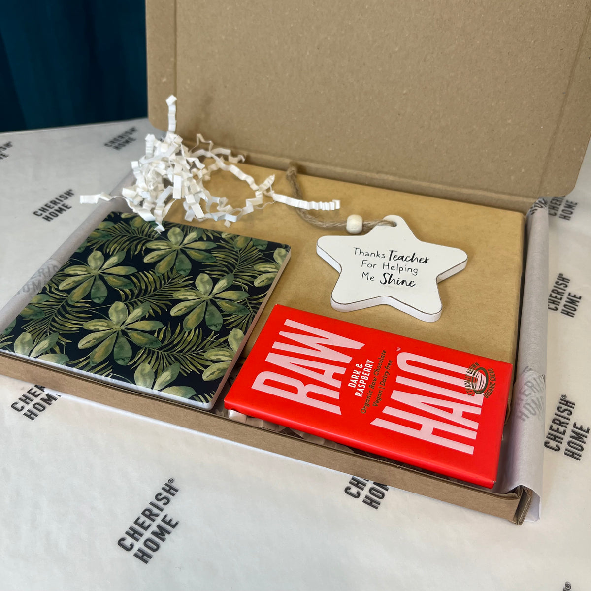 Teacher Appreciation Gift Box - Thoughtful Letterbox Gift with Vegan Leather Notepad, Coaster & Chocolate