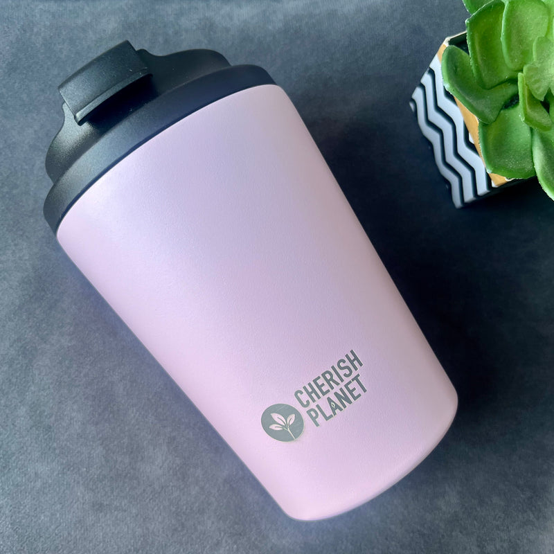 Cherish Planet Pink Coffee Mug 360ml - Portable Stainless Steel 12oz Coffee Cup for Home & Office