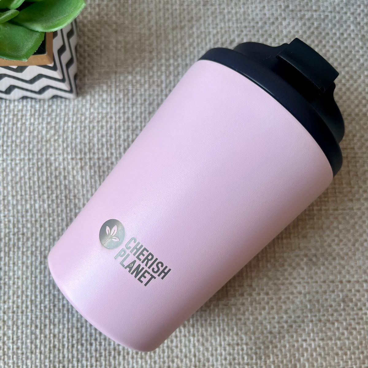 Cherish Planet Pink Coffee Mug 360ml - Portable Stainless Steel 12oz Coffee Cup for Home & Office