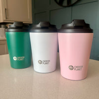 Cherish Planet Green Coffee Mug 360ml - Portable Stainless Steel 12oz Coffee Cup for Home & Office