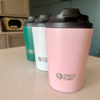 Cherish Planet Green Coffee Mug 360ml - Portable Stainless Steel 12oz Coffee Cup for Home & Office