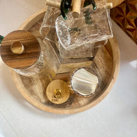 Cherish Home Elegant Ribbed Glass Tea Storage Jar with Bamboo Lid & Gold Accent