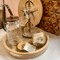 Cherish Home Elegant Ribbed Glass Tea Storage Jar with Bamboo Lid & Gold Accent