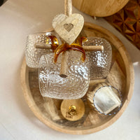 Cherish Home Elegant Ribbed Glass Tea Storage Jar with Bamboo Lid & Gold Accent