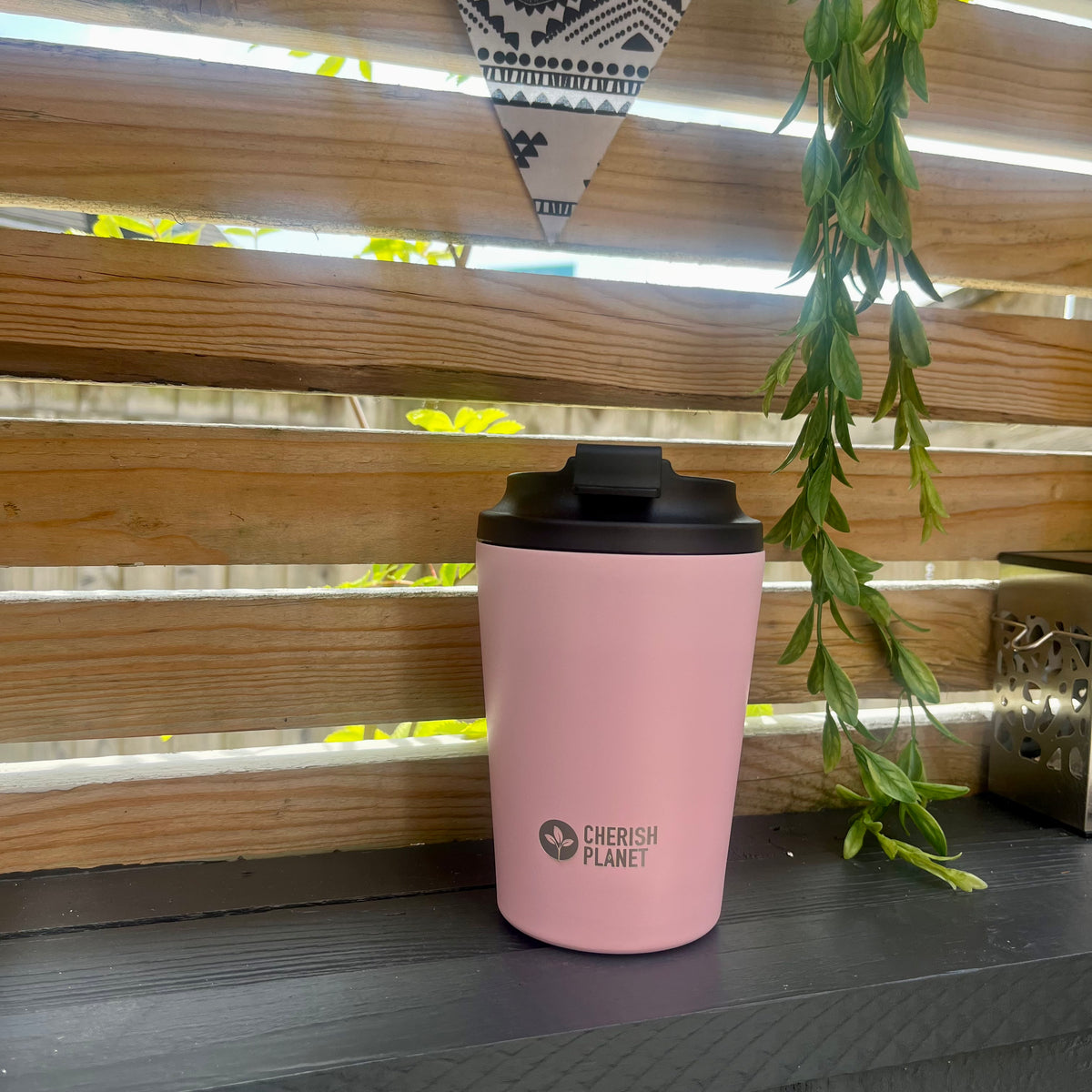 Cherish Planet Pink Coffee Mug 360ml - Portable Stainless Steel 12oz Coffee Cup for Home & Office