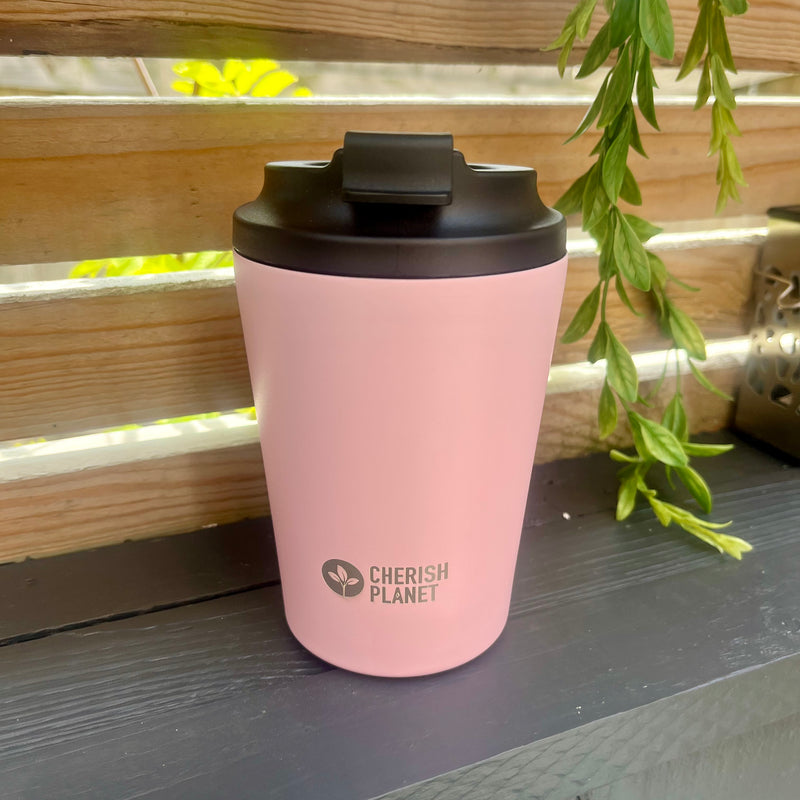 Cherish Planet Pink Coffee Mug 360ml - Portable Stainless Steel 12oz Coffee Cup for Home & Office