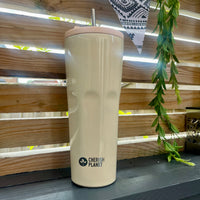 Cherish Planet Beige Thermos Cup with Built-in Straw 700ml - Large Capacity, Leak-Proof, Stylish