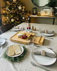 Bamboo Cheese Board & Cheese Knife Set with Slide-out Drawer