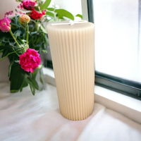 Vanilla Scented Wax Pillar Candles in Blush or Stone