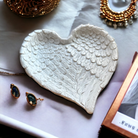 Heart Shaped White Angel Wings Trinket Dish for Jewellery