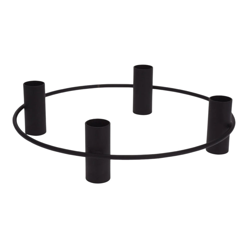 Matt Black Candlesticks Candle Holder Wide Base Candelabra Hold 4 Dinner Candles