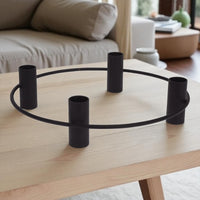 Matt Black Candlesticks Candle Holder Wide Base Candelabra Hold 4 Dinner Candles