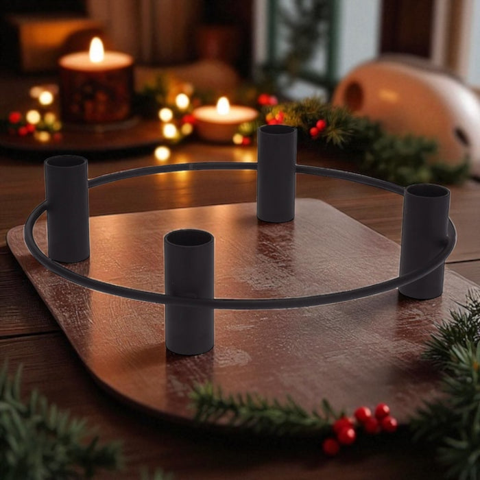 Matt Black Candlesticks Candle Holder Wide Base Candelabra Hold 4 Dinner Candles