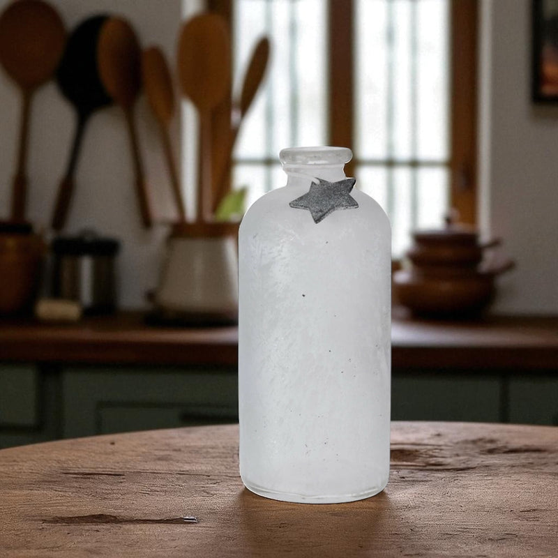 Glass Flower Vase, 25cm Tall Christmas Bottle Vase with Stunning Festive Design