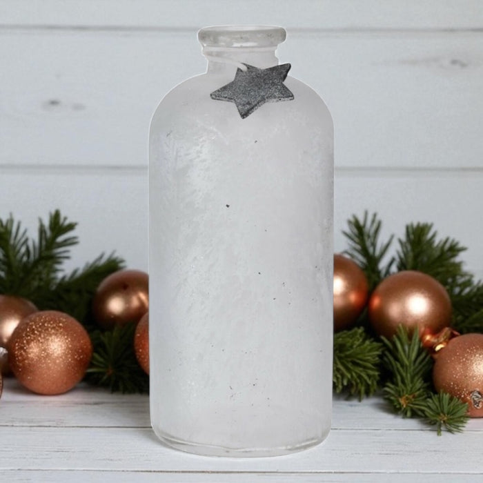 Glass Flower Vase, 25cm Tall Christmas Bottle Vase with Stunning Festive Design