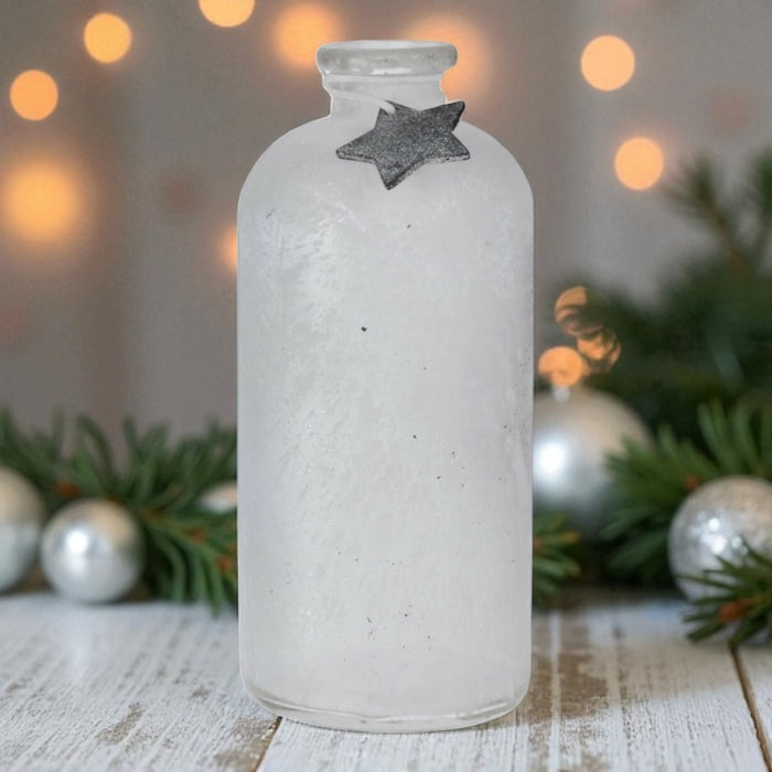 Glass Flower Vase, 25cm Tall Christmas Bottle Vase with Stunning Festive Design