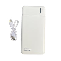 A white rectangular portable power bank with a USB-C cable, shown on a plain white background. The power bank has 'Radiator Booster' printed near the bottom.