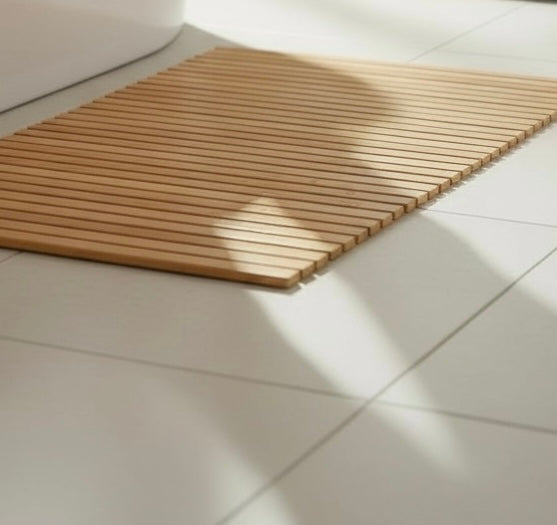 Luxury Bamboo Shower Mat - Wood Bathtub Floor Mat - All Natural, Water Resistant, and Quick Drying