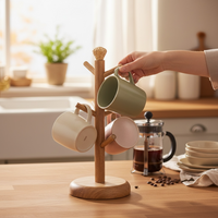 6-Mug Kitchen Mug Storage - Mango Wood