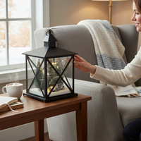 Large LED Christmas Snow Lantern Car Black