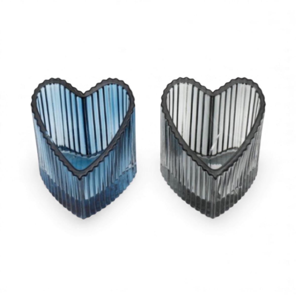 Minimalist Botanical Love Heart Ribbed Candle Holder