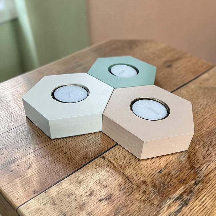 Geometric Glow Hexagon Pastel Coloured Tealight Holders includes tealights for Home, Weddings or Gift