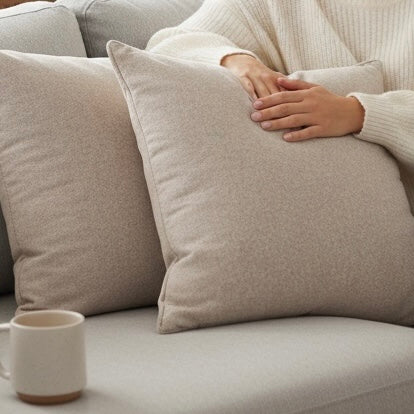 Natural Linen Scatter Cushion Covers (2 Pack) – Premium Decorative Farmhouse Rustic Square Covers for Sofa, Couch, Bed, Living Room 43cm x 43cm