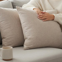 Natural Linen Scatter Cushion Covers (2 Pack) – Premium Decorative Farmhouse Rustic Square Covers for Sofa, Couch, Bed, Living Room 43cm x 43cm
