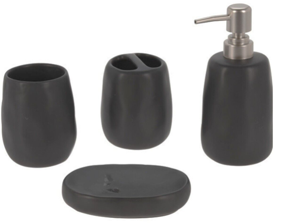 4-Piece Modern Matt Stoneware Bathroom Accessories Set