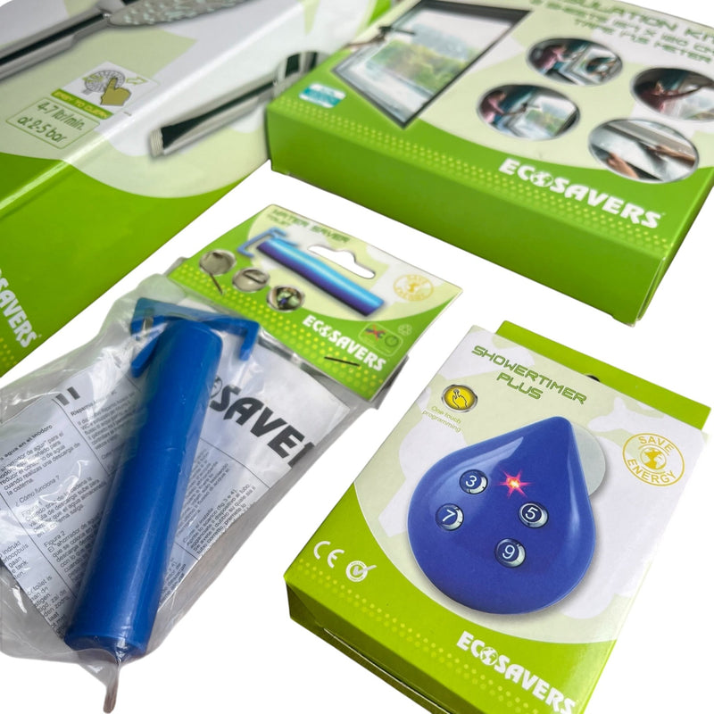 All - in - One Home Energy Efficiency Kit: Reduce Utility Bills & Stop Drafts - Includes Window Insulation Film, Eco Shower Head, Fridge Alarm, Water Saver, and Shower Timer - Cherish Home