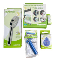 All - in - One Home Energy Efficiency Kit: Reduce Utility Bills & Stop Drafts - Includes Window Insulation Film, Eco Shower Head, Fridge Alarm, Water Saver, and Shower Timer - Cherish Home