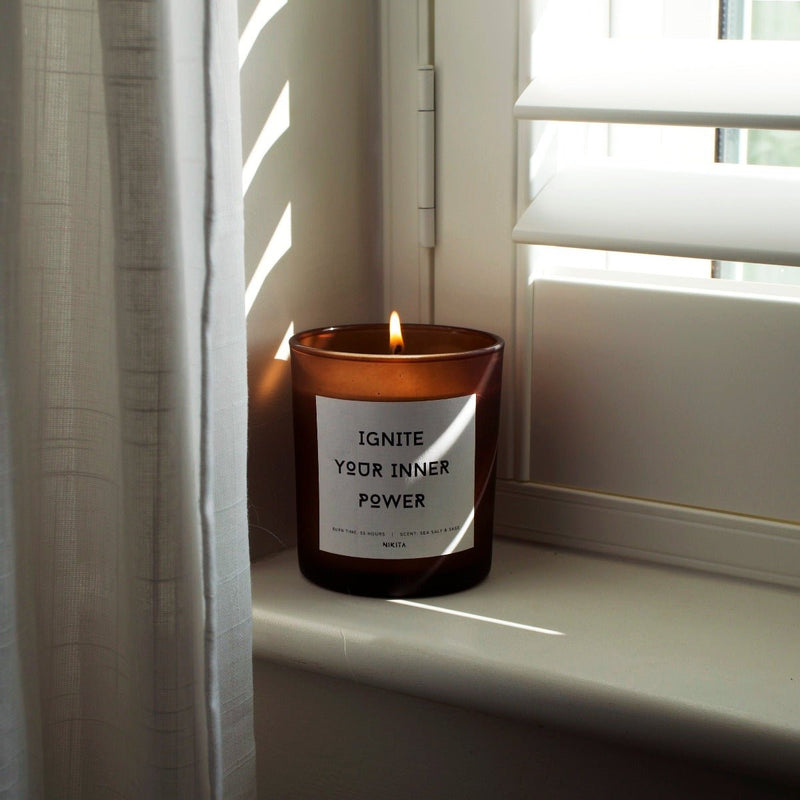 Amber Frosted Glass Empowering Candle - Cherish Home