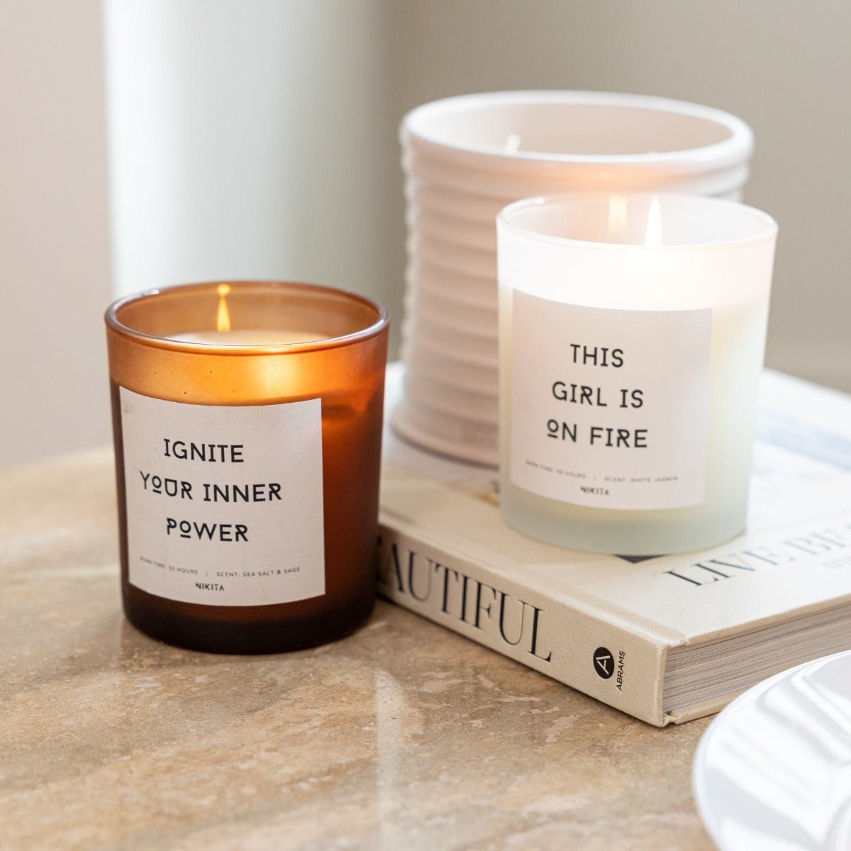 Amber Frosted Glass Empowering Candle - Cherish Home