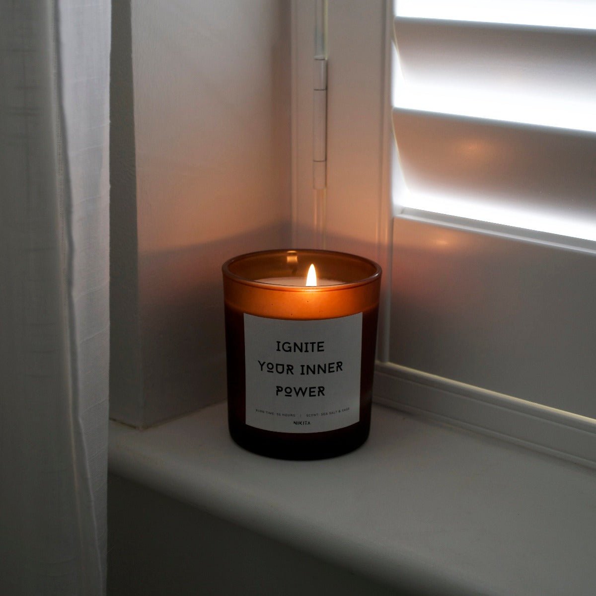 Amber Frosted Glass Empowering Candle - Cherish Home