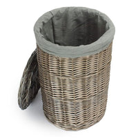 Antique Wash Round Laundry Basket with Grey Sage Lining - Cherish Home