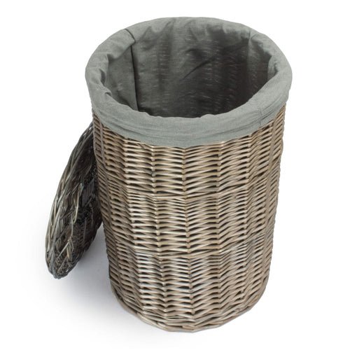 Antique Wash Round Laundry Basket with Grey Sage Lining - Cherish Home