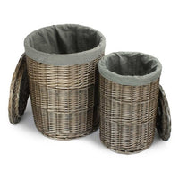 Antique Wash Round Laundry Basket with Grey Sage Lining - Cherish Home